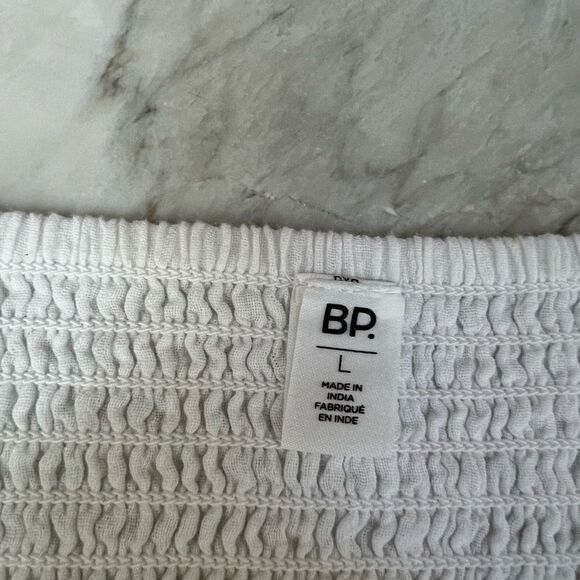 BP. Eyelet Minidress In White 100% cotton lined size L smocked back NWT - Picture 6 of 11